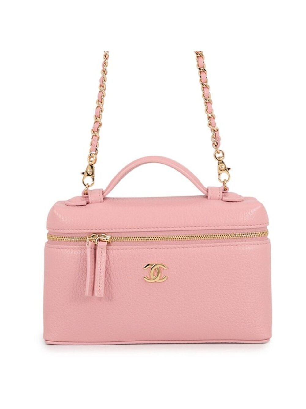 Chanel Chain Shoulder Bag Quilted CC Logo Slim Vanity Leather 2-Way